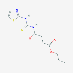 molecular formula C11H15N3O3S2 B2632244 Propyl 4-oxo-4-(1,3-thiazol-2-ylcarbamothioylamino)butanoate CAS No. 875019-91-3