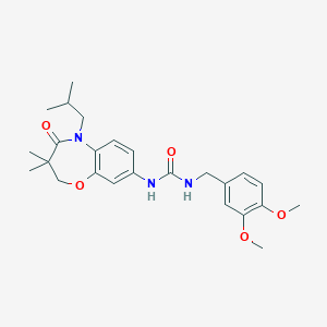 molecular formula C25H33N3O5 B2632245 1-(3,4-Dimethoxybenzyl)-3-(5-isobutyl-3,3-dimethyl-4-oxo-2,3,4,5-tetrahydrobenzo[b][1,4]oxazepin-8-yl)urea CAS No. 1170645-60-9