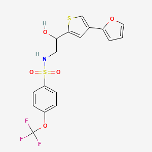 molecular formula C17H14F3NO5S2 B2632251 N-{2-[4-(furan-2-yl)thiophen-2-yl]-2-hydroxyethyl}-4-(trifluoromethoxy)benzene-1-sulfonamide CAS No. 2379989-32-7