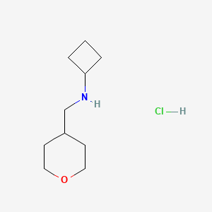 molecular formula C10H20ClNO B2632273 N-(氧杂-4-基甲基)环丁胺;盐酸盐 CAS No. 2260936-89-6