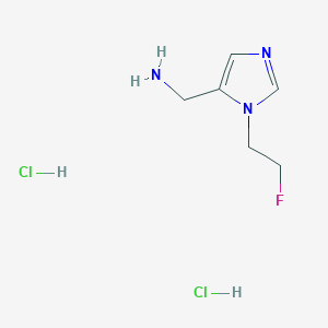 molecular formula C6H12Cl2FN3 B2632295 [3-(2-氟乙基)咪唑-4-基]甲胺；二盐酸 CAS No. 2408969-28-6