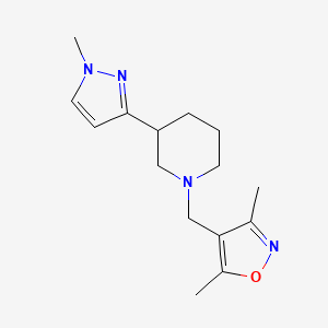 molecular formula C15H22N4O B2632307 3,5-dimethyl-4-((3-(1-methyl-1H-pyrazol-3-yl)piperidin-1-yl)methyl)isoxazole CAS No. 2034377-35-8