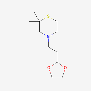 molecular formula C11H21NO2S B2632308 4-[2-(1,3-二氧戊环-2-基)乙基]-2,2-二甲基硫代吗啉 CAS No. 2159960-56-0
