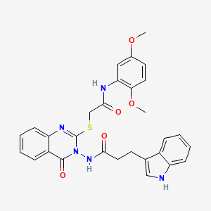 molecular formula C29H27N5O5S B2632312 N-[2-[2-(2,5-dimethoxyanilino)-2-oxoethyl]sulfanyl-4-oxoquinazolin-3-yl]-3-(1H-indol-3-yl)propanamide CAS No. 422278-58-8