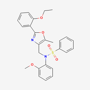 molecular formula C26H26N2O5S B2632324 N-[5-({[(2-methoxyethyl)amino]carbonyl}amino)-1,3-benzothiazol-2-yl]-4-methylbenzenesulfonamide CAS No. 1251582-44-1