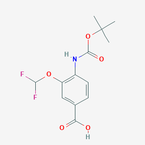 molecular formula C13H15F2NO5 B2632325 3-(Difluoromethoxy)-4-[(2-methylpropan-2-yl)oxycarbonylamino]benzoic acid CAS No. 2287343-25-1