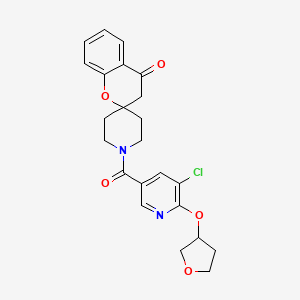 molecular formula C23H23ClN2O5 B2632327 1'-(5-Chloro-6-((tetrahydrofuran-3-yl)oxy)nicotinoyl)spiro[chroman-2,4'-piperidin]-4-one CAS No. 1903875-67-1