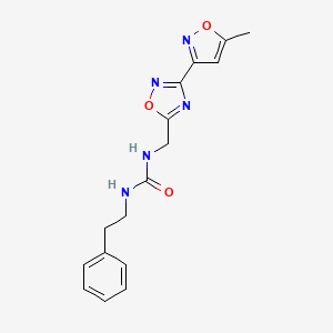molecular formula C16H17N5O3 B2632330 1-((3-(5-甲基异恶唑-3-基)-1,2,4-恶二唑-5-基)甲基)-3-苯乙基脲 CAS No. 2034506-07-3