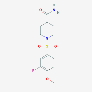 molecular formula C13H17FN2O4S B263234 1-[(3-Fluoro-4-methoxyphenyl)sulfonyl]piperidine-4-carboxamide 