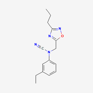 molecular formula C15H18N4O B2632343 N-cyano-3-ethyl-N-[(3-propyl-1,2,4-oxadiazol-5-yl)methyl]aniline CAS No. 1427576-05-3