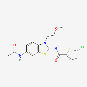 molecular formula C17H16ClN3O3S2 B2632349 (Z)-N-(6-acetamido-3-(2-methoxyethyl)benzo[d]thiazol-2(3H)-ylidene)-5-chlorothiophene-2-carboxamide CAS No. 865161-03-1