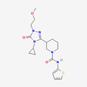 3-(4-cyclopropyl-1-(2-methoxyethyl)-5-oxo-4,5-dihydro-1H-1,2,4-triazol-3-yl)-N-(thiophen-2-yl)piperidine-1-carboxamide