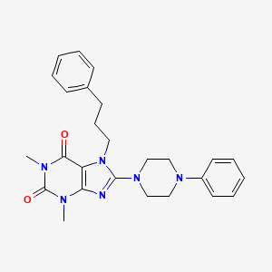 molecular formula C26H30N6O2 B2632363 1,3-二甲基-8-(4-苯基哌嗪-1-基)-7-(3-苯基丙基)-1H-嘌呤-2,6(3H,7H)-二酮 CAS No. 361174-89-2