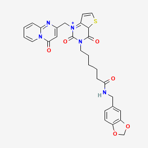 molecular formula C29H27N5O6S B2632369 N-[(2H-1,3-benzodioxol-5-yl)methyl]-6-[2,4-dioxo-1-({4-oxo-4H-pyrido[1,2-a]pyrimidin-2-yl}methyl)-1H,2H,3H,4H-thieno[3,2-d]pyrimidin-3-yl]hexanamide CAS No. 912885-23-5
