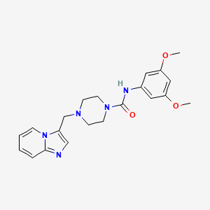 molecular formula C21H25N5O3 B2632376 N-(3,5-dimethoxyphenyl)-4-(imidazo[1,2-a]pyridin-3-ylmethyl)piperazine-1-carboxamide CAS No. 1421509-89-8