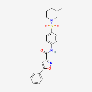 molecular formula C22H23N3O4S B2632377 N-{4-[(3-甲基哌啶-1-基)磺酰基]苯基}-5-苯基-1,2-恶唑-3-甲酰胺 CAS No. 898483-08-4