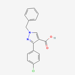 molecular formula C17H13ClN2O2 B2632381 1-benzyl-3-(4-chlorophenyl)-1H-pyrazole-4-carboxylic acid CAS No. 956261-56-6