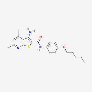 molecular formula C21H25N3O2S B2632384 3-氨基-4,6-二甲基-N-(4-戊氧基苯基)噻吩并[2,3-b]吡啶-2-甲酰胺 CAS No. 853743-67-6