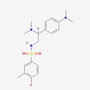 molecular formula C19H26FN3O2S B2632391 N-(2-(二甲氨基)-2-(4-(二甲氨基)苯基)乙基)-4-氟-3-甲基苯磺酰胺 CAS No. 946366-13-8