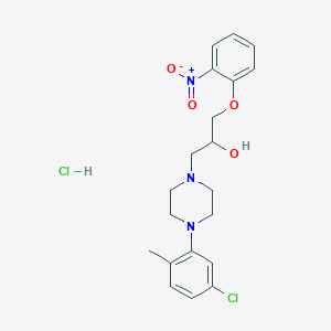 molecular formula C20H25Cl2N3O4 B2632400 1-(4-(5-Chloro-2-methylphenyl)piperazin-1-yl)-3-(2-nitrophenoxy)propan-2-ol hydrochloride CAS No. 1216509-55-5