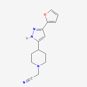 molecular formula C14H16N4O B2632411 2-{4-[5-(2-furyl)-1H-pyrazol-3-yl]piperidino}acetonitrile CAS No. 321848-25-3