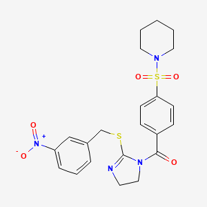 [2-[(3-Nitrophenyl)methylsulfanyl]-4,5-dihydroimidazol-1-yl]-(4-piperidin-1-ylsulfonylphenyl)methanone