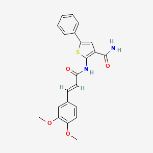 molecular formula C22H20N2O4S B2632420 (E)-2-(3-(3,4-dimethoxyphenyl)acrylamido)-5-phenylthiophene-3-carboxamide CAS No. 1286744-39-5