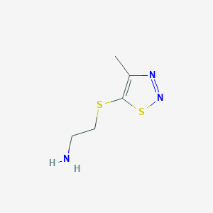 molecular formula C5H9N3S2 B2632422 2-[(4-甲基-1,2,3-噻二唑-5-基)硫代]-1-乙胺 CAS No. 338420-61-4