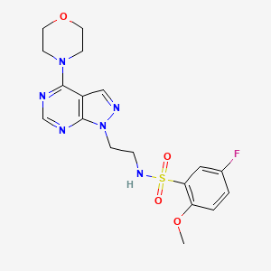 molecular formula C18H21FN6O4S B2632460 5-fluoro-2-methoxy-N-(2-(4-morpholino-1H-pyrazolo[3,4-d]pyrimidin-1-yl)ethyl)benzenesulfonamide CAS No. 1173086-92-4