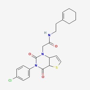 molecular formula C22H22ClN3O3S B2632463 2-[3-(4-chlorophenyl)-2,4-dioxo-1H,2H,3H,4H-thieno[3,2-d]pyrimidin-1-yl]-N-[2-(cyclohex-1-en-1-yl)ethyl]acetamide CAS No. 1260984-45-9
