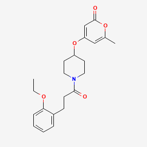 molecular formula C22H27NO5 B2632470 4-((1-(3-(2-ethoxyphenyl)propanoyl)piperidin-4-yl)oxy)-6-methyl-2H-pyran-2-one CAS No. 1790200-80-4