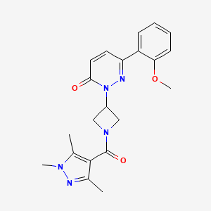 molecular formula C21H23N5O3 B2632481 6-(2-Methoxyphenyl)-2-[1-(1,3,5-trimethylpyrazole-4-carbonyl)azetidin-3-yl]pyridazin-3-one CAS No. 2380085-39-0