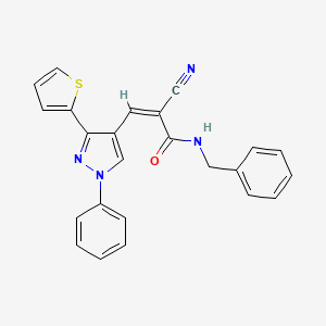 molecular formula C24H18N4OS B2632486 (Z)-N-Benzyl-2-cyano-3-(1-phenyl-3-thiophen-2-ylpyrazol-4-yl)prop-2-enamide CAS No. 477524-13-3