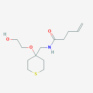 molecular formula C13H23NO3S B2632516 N-((4-(2-hydroxyethoxy)tetrahydro-2H-thiopyran-4-yl)methyl)pent-4-enamide CAS No. 2195940-56-6