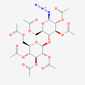 molecular formula C26H35N3O17 B2632528 [(2R,3R,4S,5R,6R)-4,5-diacetyloxy-6-azido-3-[(2S,3R,4S,5R,6R)-3,4,5-triacetyloxy-6-(acetyloxymethyl)oxan-2-yl]oxyoxan-2-yl]methyl acetate CAS No. 33012-49-6