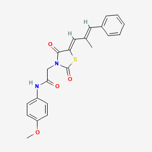 molecular formula C22H20N2O4S B2632529 N-(4-methoxyphenyl)-2-((Z)-5-((E)-2-methyl-3-phenylallylidene)-2,4-dioxothiazolidin-3-yl)acetamide CAS No. 428859-47-6