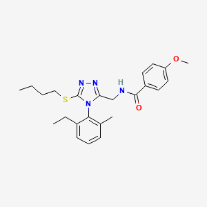 N-((5-(butylthio)-4-(2-ethyl-6-methylphenyl)-4H-1,2,4-triazol-3-yl)methyl)-4-methoxybenzamide