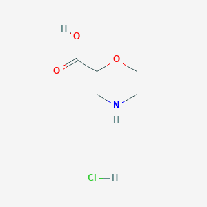 molecular formula C5H10ClNO3 B2632554 Morpholine-2-carboxylic acid hydrochloride CAS No. 300582-83-6; 878010-24-3