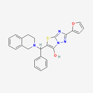 molecular formula C24H20N4O2S B2632564 5-((3,4-dihydroisoquinolin-2(1H)-yl)(phenyl)methyl)-2-(furan-2-yl)thiazolo[3,2-b][1,2,4]triazol-6-ol CAS No. 887219-80-9