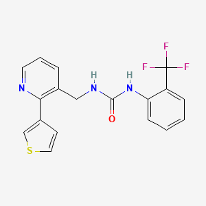 molecular formula C18H14F3N3OS B2632569 1-((2-(Thiophen-3-yl)pyridin-3-yl)methyl)-3-(2-(trifluoromethyl)phenyl)urea CAS No. 2034596-35-3