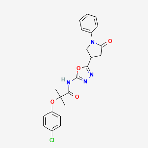 2-(4-chlorophenoxy)-2-methyl-N-(5-(5-oxo-1-phenylpyrrolidin-3-yl)-1,3,4-oxadiazol-2-yl)propanamide