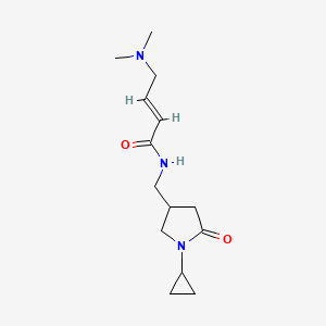 molecular formula C14H23N3O2 B2632572 (E)-N-[(1-Cyclopropyl-5-oxopyrrolidin-3-yl)methyl]-4-(dimethylamino)but-2-enamide CAS No. 2411332-53-9