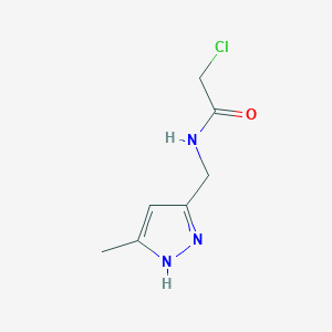 molecular formula C7H10ClN3O B2632576 2-Chloro-N-[(5-methyl-1H-pyrazol-3-yl)methyl]acetamide CAS No. 2156882-55-0