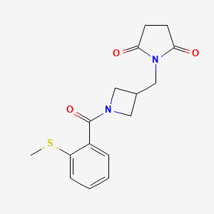 molecular formula C16H18N2O3S B2632577 1-({1-[2-(Methylsulfanyl)benzoyl]azetidin-3-yl}methyl)pyrrolidine-2,5-dione CAS No. 2097872-45-0