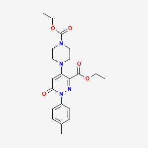 molecular formula C21H26N4O5 B2632590 4-(4-(乙氧羰基)哌嗪-1-基)-6-氧代-1-(对甲苯基)-1,6-二氢哒嗪-3-羧酸乙酯 CAS No. 922068-20-0