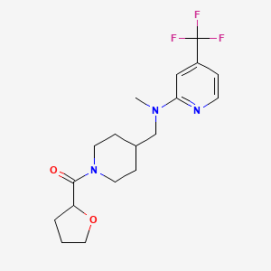 molecular formula C18H24F3N3O2 B2632592 [4-[[Methyl-[4-(trifluoromethyl)pyridin-2-yl]amino]methyl]piperidin-1-yl]-(oxolan-2-yl)methanone CAS No. 2415583-25-2