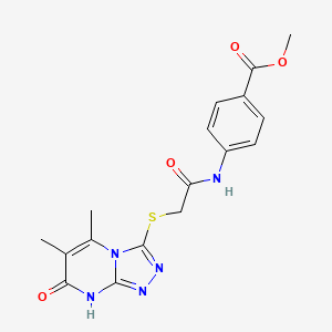 molecular formula C17H17N5O4S B2632595 Methyl 4-(2-((5,6-dimethyl-7-oxo-7,8-dihydro-[1,2,4]triazolo[4,3-a]pyrimidin-3-yl)thio)acetamido)benzoate CAS No. 891130-78-2
