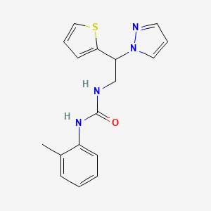 molecular formula C17H18N4OS B2632598 1-(2-(1H-pyrazol-1-yl)-2-(thiophen-2-yl)ethyl)-3-(o-tolyl)urea CAS No. 2034542-84-0