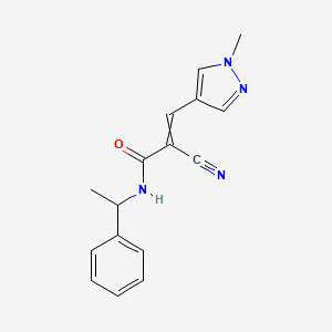 2-cyano-3-(1-methyl-1H-pyrazol-4-yl)-N-(1-phenylethyl)prop-2-enamide