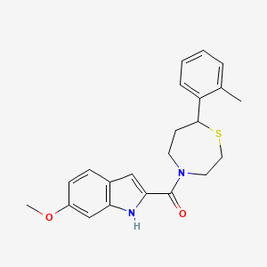 molecular formula C22H24N2O2S B2632601 6-甲氧基-1H-吲哚-2-基(7-(邻甲苯基)-1,4-噻吩-4-基)甲苯酮 CAS No. 1705436-58-3